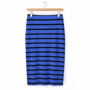 OLD NAVY | NWT | Black & Blue Striped Stretch Midi Skirt - Small